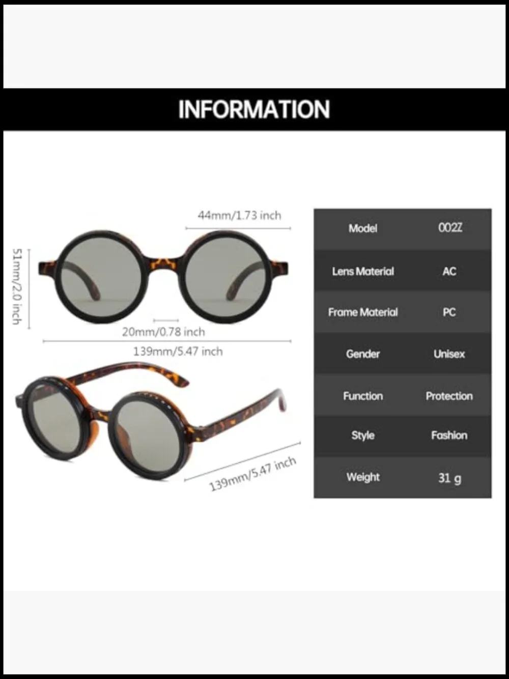 Polarized Round Adjustable Tint Sunglasses UV400 Protection Driving Outdoor